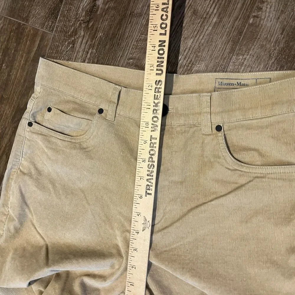 Mizzen Main Corduroy Pants Mens 33x30 Tan Leroy Slim Fit Career Preppy Pants